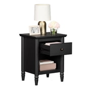 My Texas House Monroe 1-Drawer Nightstand with USB and Outlet, Black Oak Finish