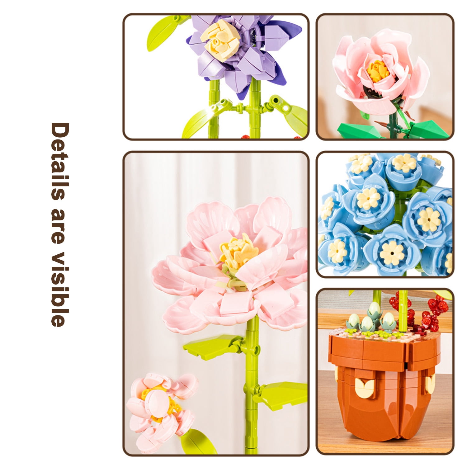 King Protea 394PCS Building Set, Imperial Flower Bricks Kit, The King of Flowers Represents Victory, DIY Challenge Model for Decoration and Gift