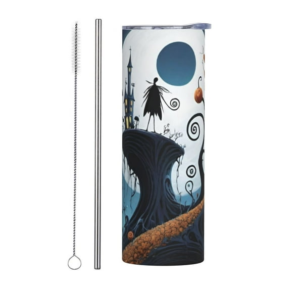 Insulated Tumbler with Lids and Straws, The Nightmare Before Christmas Stainless Steel Mug Coffee Cup Thermal Travel 20oz