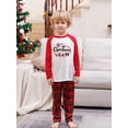 thumbnail image 3 of Christmas Family Pajamas Matching Set, Long Sleeve Letters Print T-shirt with Plaid Pants Sleepwear Loungewear, 3 of 6