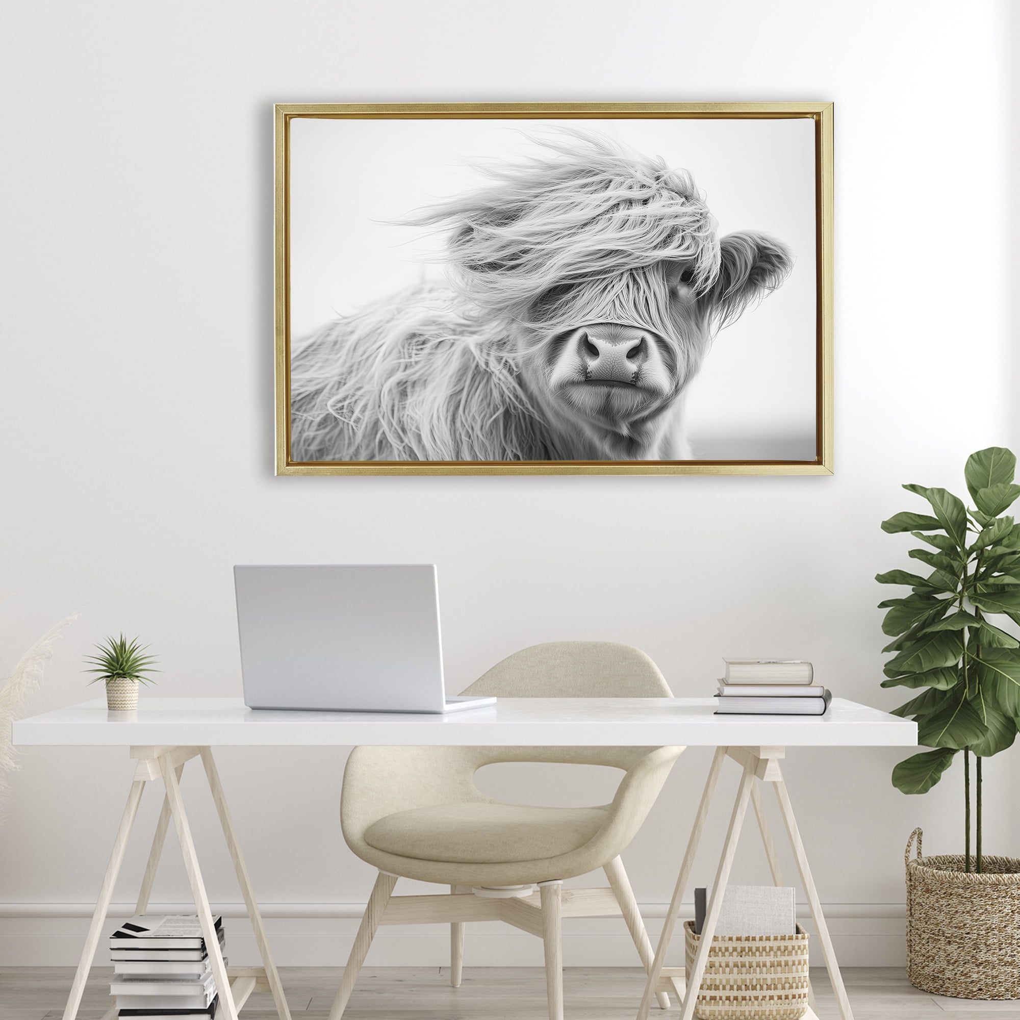 Stupell Industries Easy Breezy Highland Gold Framed Floater Canvas Wall Art, design by Tina LeCour