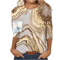 thumbnail image 1 of Birdeem Mode Femme Manches Courtes Col Rond Rétro Imprimé Haut Ample Blouse Manches Trois-Quarts, 1 of 1