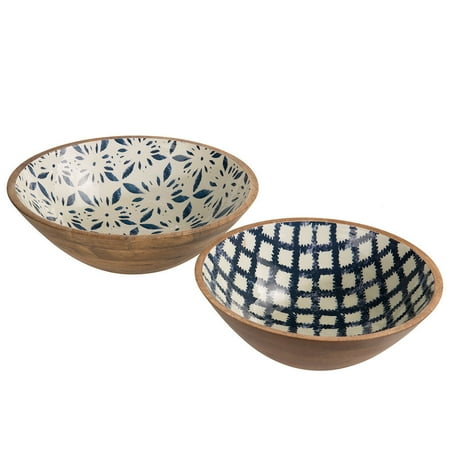 Mud Pie Dessert - Mud Pie Bungalow Wood & Enamel Serving Bowl (Set of 2)