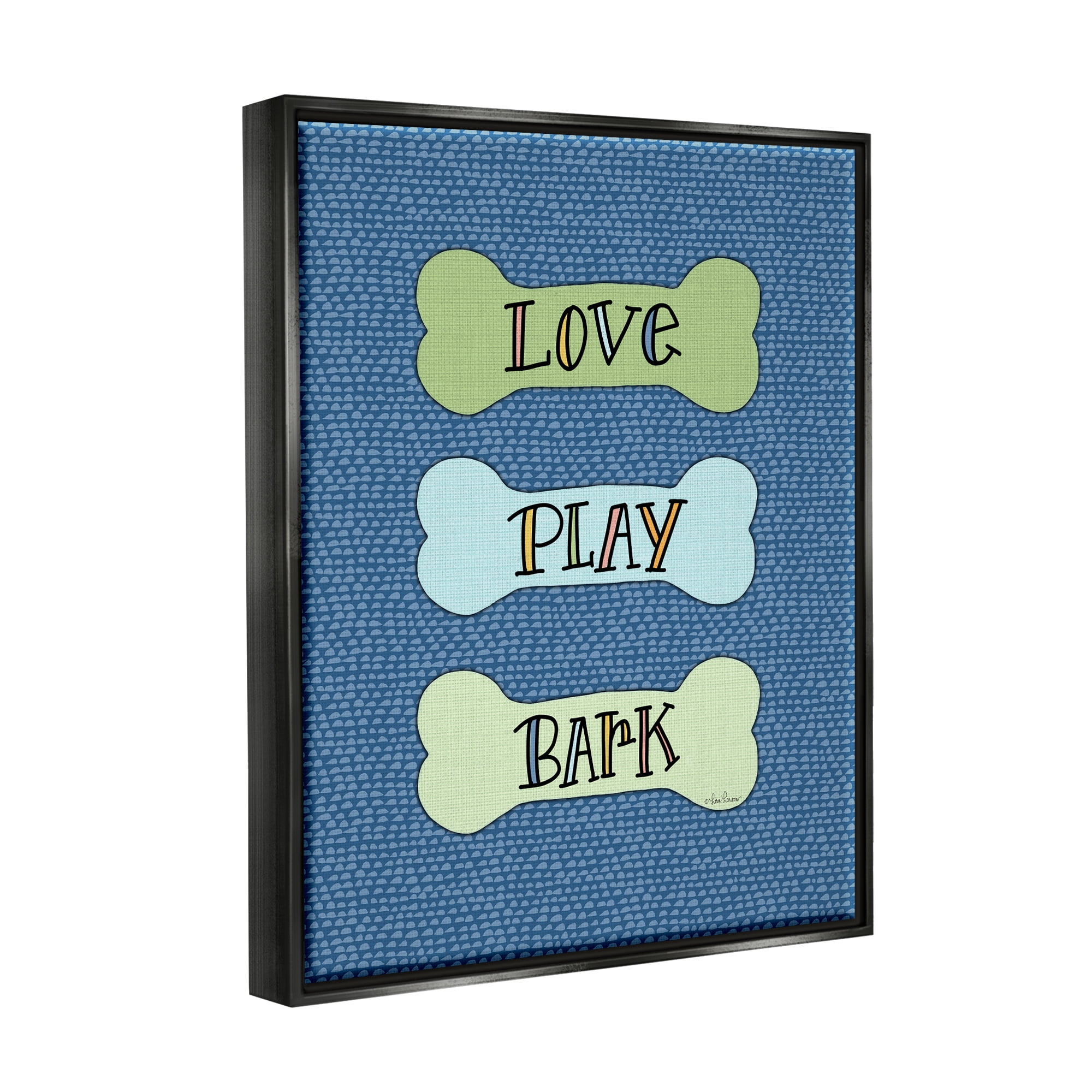 Stupell Industries Love Play Bark Blue Pattern Animals & Insects Painting Black Floater Framed Art Print Wall Art, 25 x 31