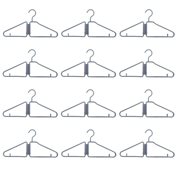 Foldable Coat Hanger, 12 Pack - Portable Travel Hangers, Space Saving Fold in Half Design, Lightweight Plastic Hangers for Coat & Clothing (Gray)