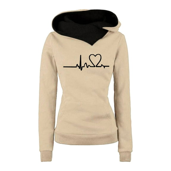 DDAPJ pyju Plus Size Hoodie for Womens 2023 Fall Fashion,Long Sleeve Hooded Pullover Fleece lined Casual Sweatshirt Electrocardiogram Print Cute Hoodies for Girls Teens
