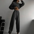 thumbnail image 3 of Scyoekwg Womens 2 Piece Sets Dressy Sweatsuit Fall Outfits Long Sleeve Tops Wide Leg Pants Casual Matching Outfits Two Piece Set Fashion Tracksuit (Gray,M), 3 of 6