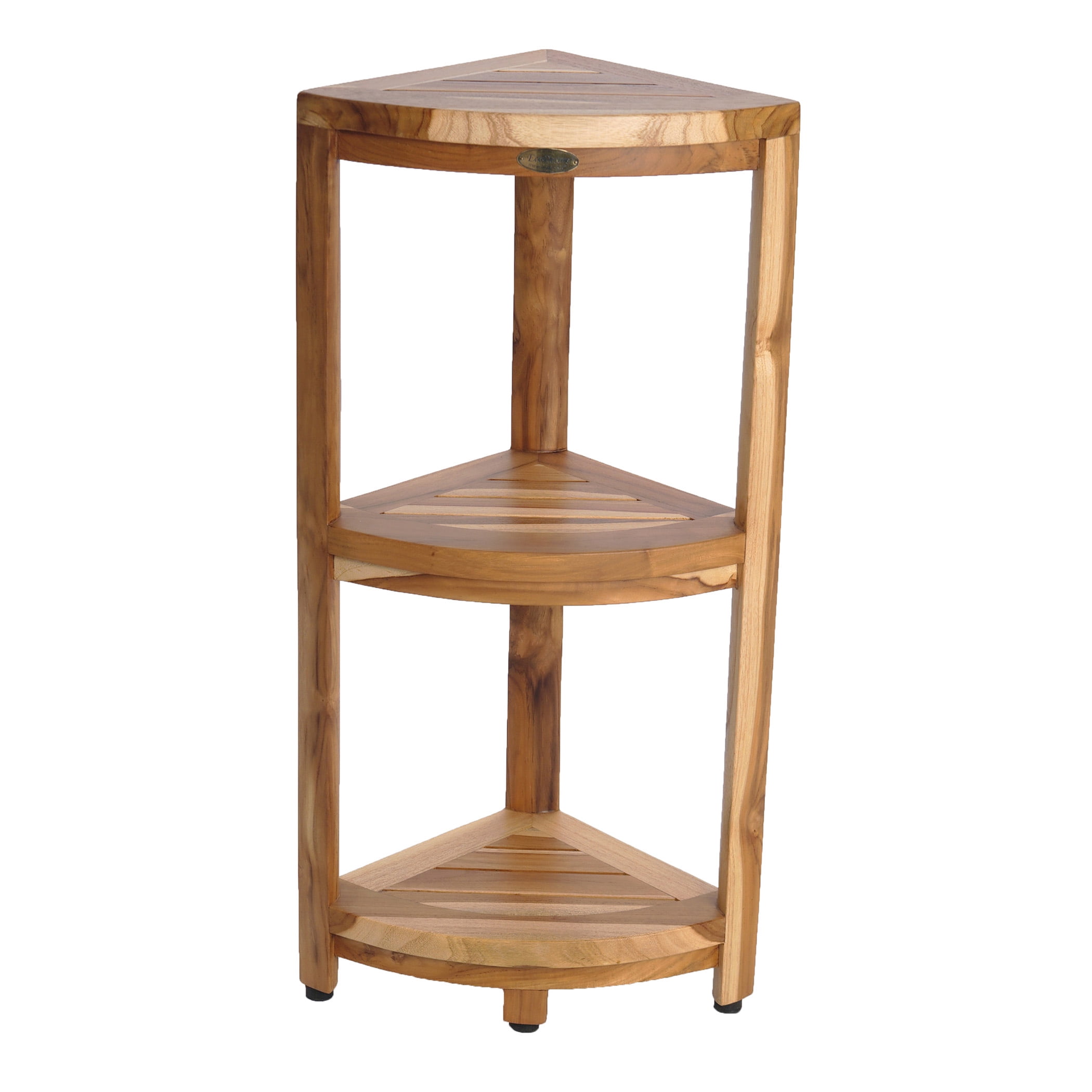 EcoDecors EarthyTeak Oasis 3Tier Teak Corner Shelf