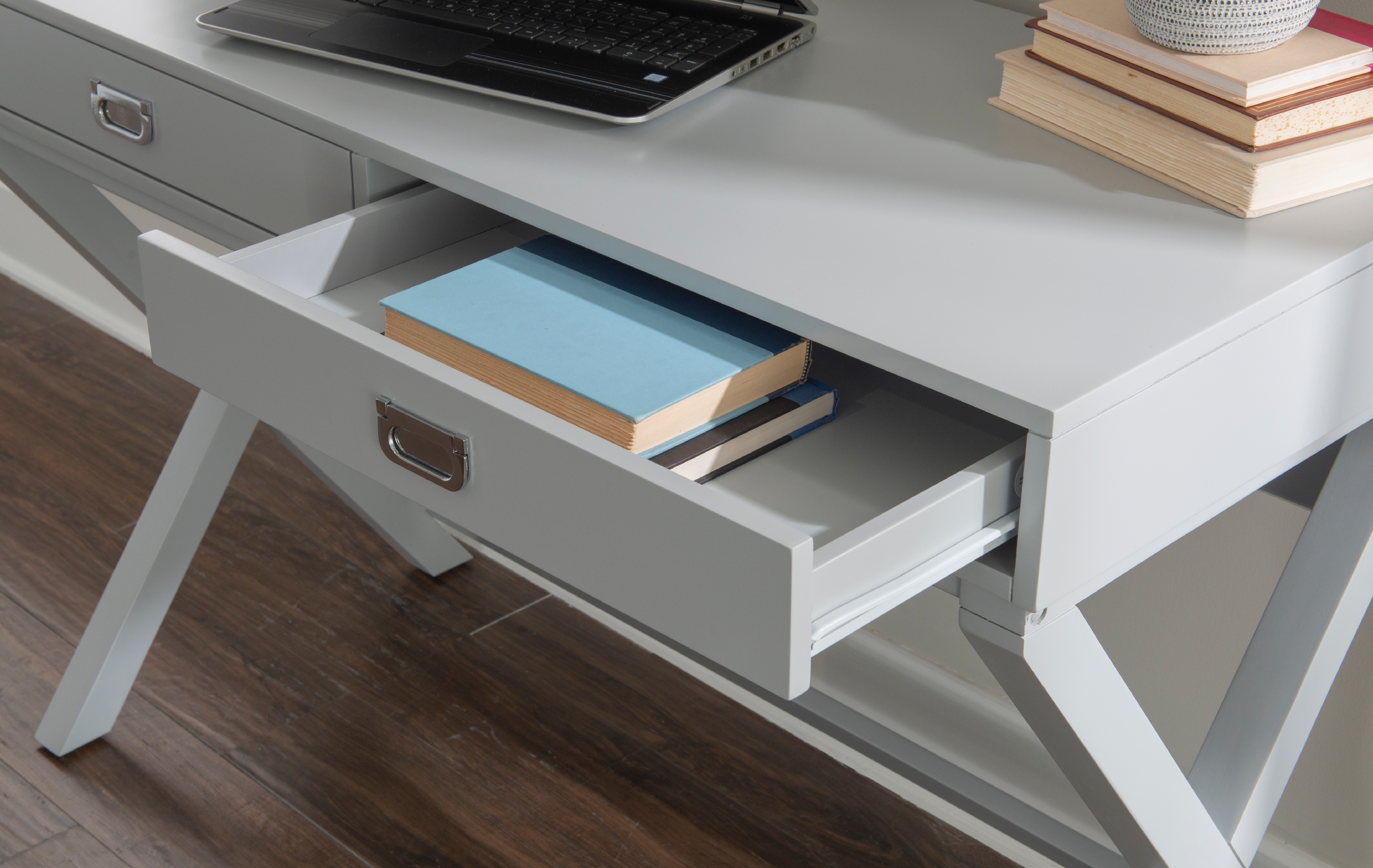 Linon Peggy 2-Drawer 44" Writing Desk, Gray