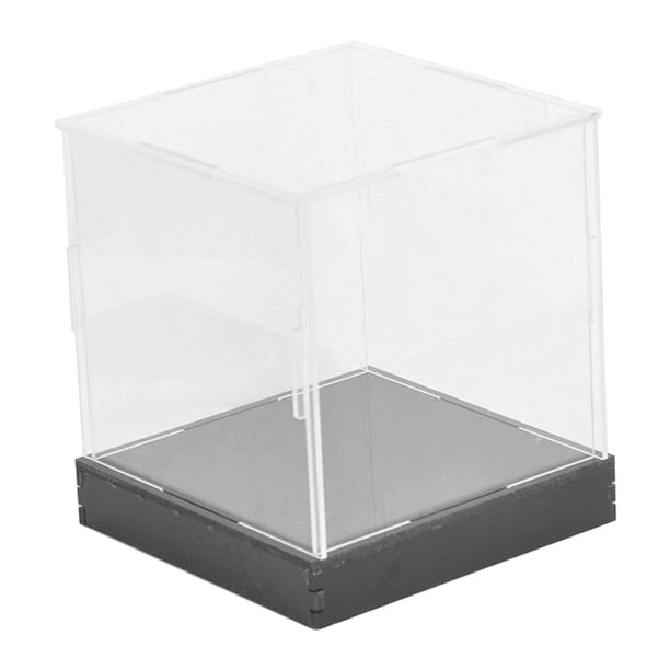 Vitrina acrílica de mostrador, caja cúbica, soporte de exhibición transparente y versátil para cosméticos y figuras de acción. Base de 20 cm x 10 cm