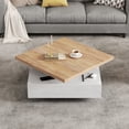 thumbnail image 2 of Noble House Square Rotating Coffee Table,360° Rotating High-Gloss Top,White + Oak, 2 of 7