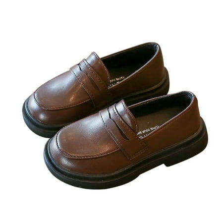 

Unisex Boys Girls PU Leather Loafers Slip-On Flats Boat Dress Moccasin Schooling Uniform Daily Walking Shoes