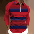 thumbnail image 2 of Toimothcn Men'S Polo Shirts Lapel Short Sleeve Casual Striped Printed Polo Shirts Zipper Up Breathable Loose Fit Sports Shirts Comfy Men'S Clothes, 2 of 5
