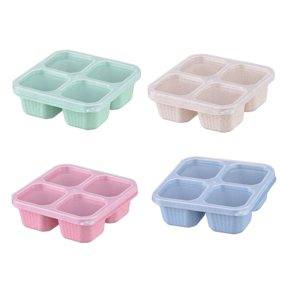 4Pcs Snack Bento Box, Portable Food Storage Container with Dividers, Leak-Proof Fruit & Nut Container, Reusable Plastic Meal Prep Box for Snacks( Multicolor)