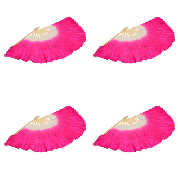 Abanico plegable de seda china para danza del vientre, velos y abanicos para mujer (rosa)