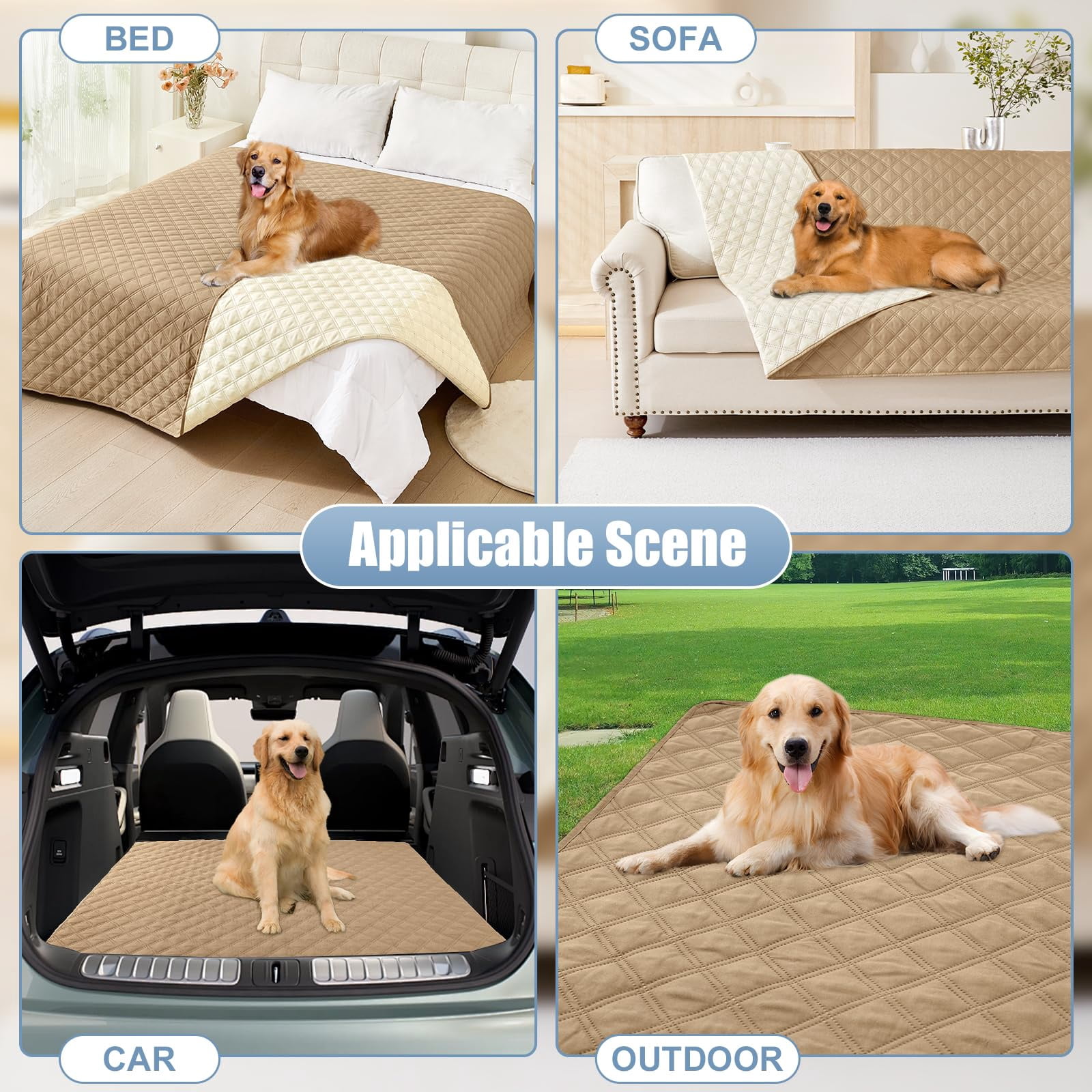 Smiry Waterproof Pet Couch Covers, Washable Dog Blankets for Couch & Bed, Reversible Sofa Cover for Living Room (52x82 Inch, Camel/Beige)