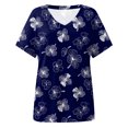 thumbnail image 6 of vigerkar Women's Casual Boho Floral Printed V Neck Tops Short Sleeve T Shirt Blouses (Navy, XL), 6 of 9