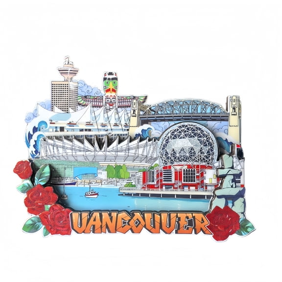 Vancouver Canada 3D Fridge Magnet Souvenir Gift,Wood Handmade Vancouver Refrigerator Magnet Home Decoration Collection