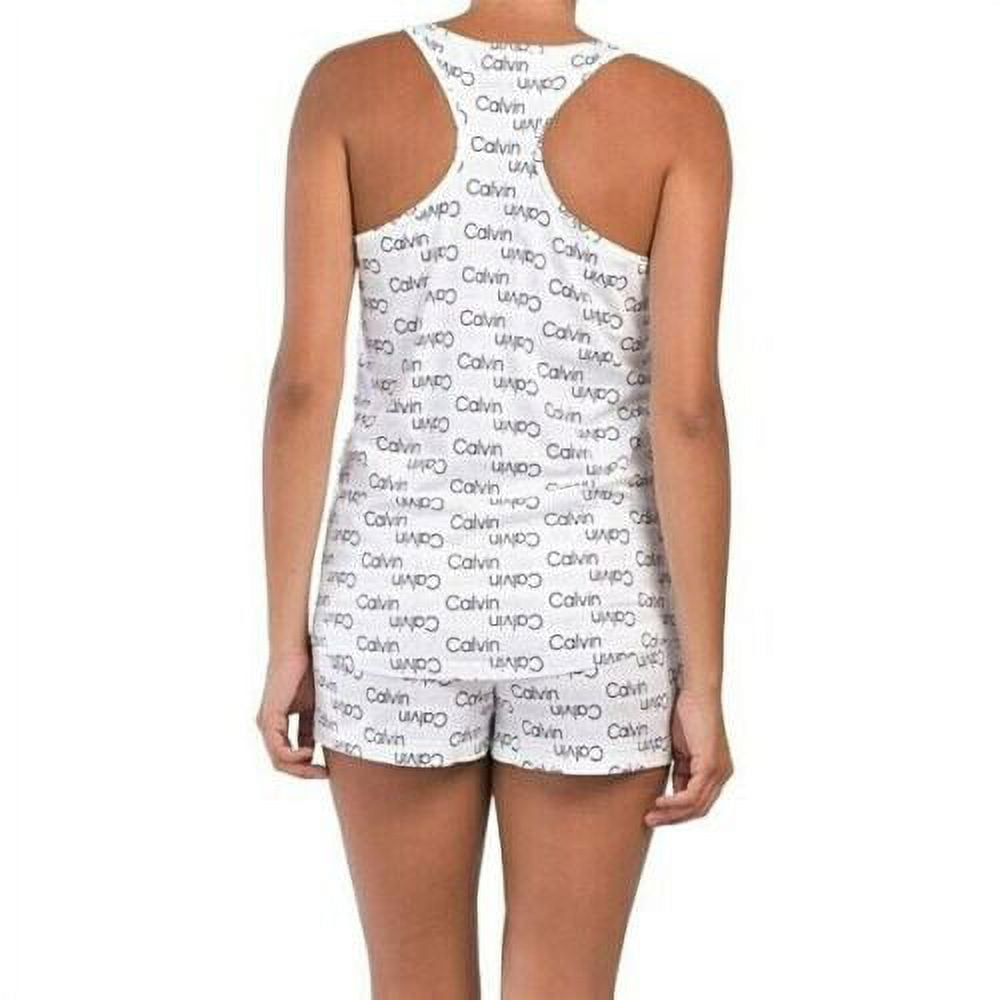 Double Print Calvin Pajama Women\'s Sleep Klein and Cotton Logo 2-Pc Tank Shorts Soft Lounge Set Pj