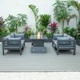 thumbnail image 3 of Outdoor Sectional Sofa Set - 5 Piece Patio Furniture Loveseat & Fireplace - Weather Resistant Aluminum, 3 of 5