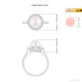 thumbnail image 4 of Angara Japanese Akoya Cultured Pearl Ring with Pave Diamond Halo in 14K White Gold for Women | June Birthstone Jewelry for Her, 4 of 8