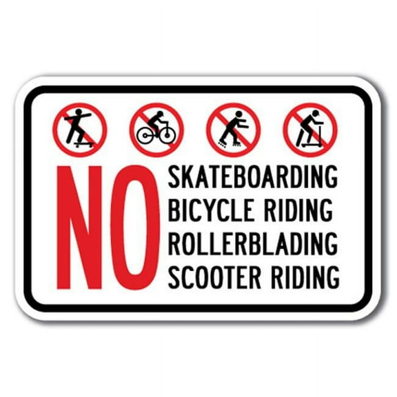 SignMission A-1218 No Skateboarding - NS 12 x 18 in. No Skateboarding No Bicycle Riding No Rollerblading No Scooter Riding Heavy Gauge Aluminum Sign