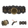 thumbnail image 3 of Cinturón de disco hueco ancho estilo bohemio occidental, cinturón de cuero estilo vintage con hebilla de metal, accesorio de moda inspirado en vaqueros para mujer, 3 of 7