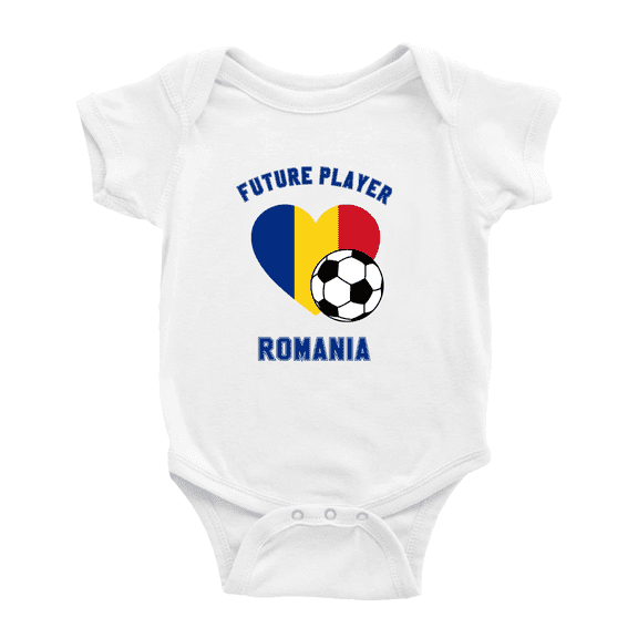 Future Soccer Player Romania Soccer Fan Baby Jumpsuits Newborn Clothes (White, 6-12 Months)