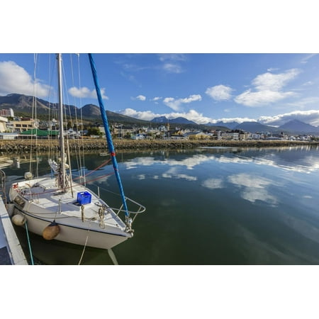Sailboats Docked Along the Small Boat Harbor in Ushuaia, Argentina, South America Print Wall Art By Michael
