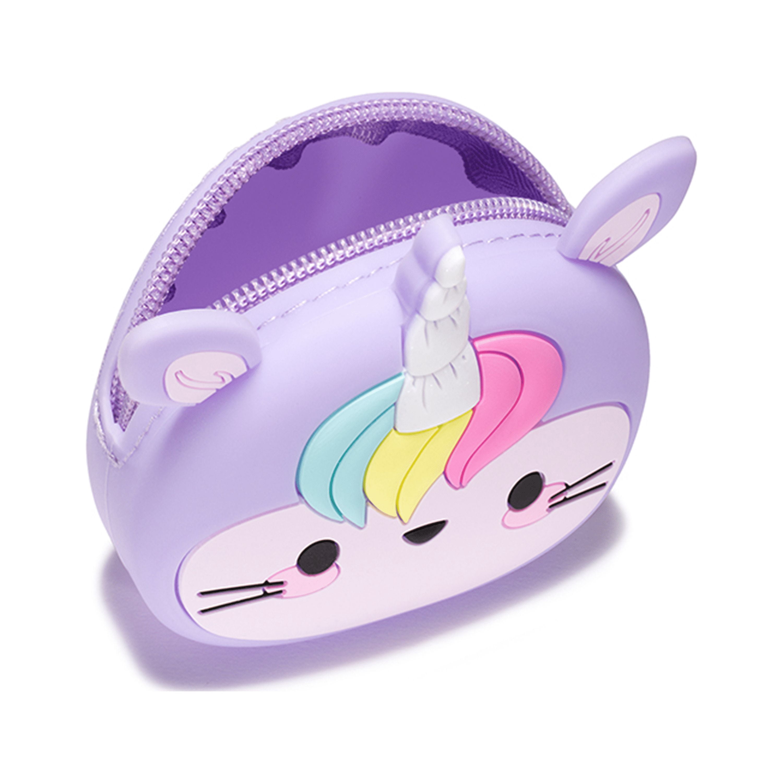Claire's Girls’ Purple Unicorn Jelly Coin Purse with Zipper, Silicone, 4” W