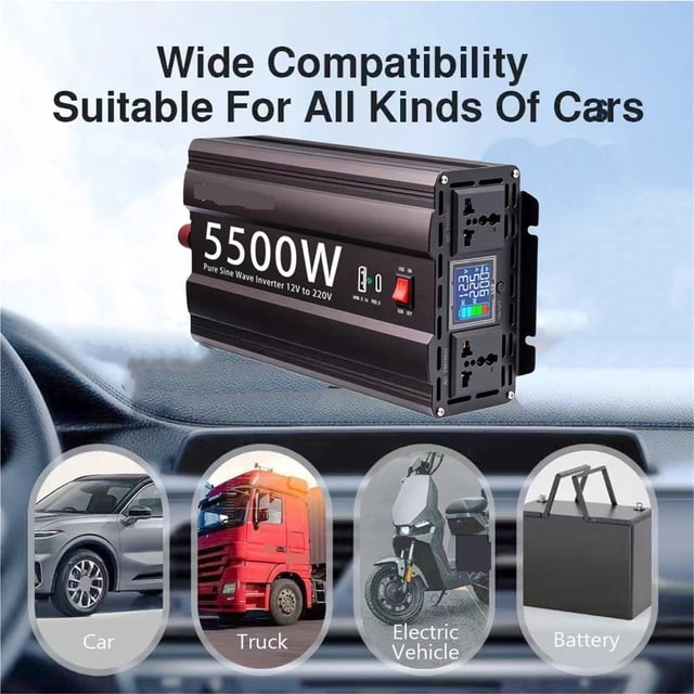 Pure Sine Wave Inverter 12V 220 4400W/5500W DC To AC Converter Car Power Solar Inverter ,Advanced Charging Protection Design