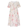 thumbnail image 3 of QJUHUNG Midi pour Femmes Été Décontracté Ample Boho Imprimé Floral Col Rond Manches Courtes Robe Froncée Longueur Genou avec Poches, 3 of 7