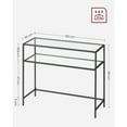 thumbnail image 4 of VASAGLE 39.4 Inch Console Sofa Table, Modern Entryway Table, Tempered Glass Table, Metal Frame, 2 Shelves, Adjustable Feet, for Living Room, Hallway, Black, 4 of 7