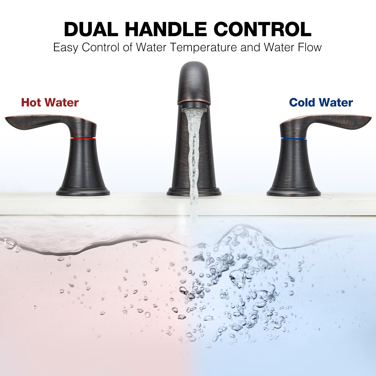Bathroom Faucets for Sink 3 Hole, Faucet for Bathroom Sink, Widespread Bathroom Sink Faucet with Pop-up Drain and Supply Lines, for Bathroom Sink Vanity RV Farmhouse Sink