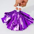 thumbnail image 5 of Aislor Girls Schoolgirls Cheer Leader Uniform Crop Top with Pleated Skirt and Pom Poms Dancewear Purple 6, 5 of 7