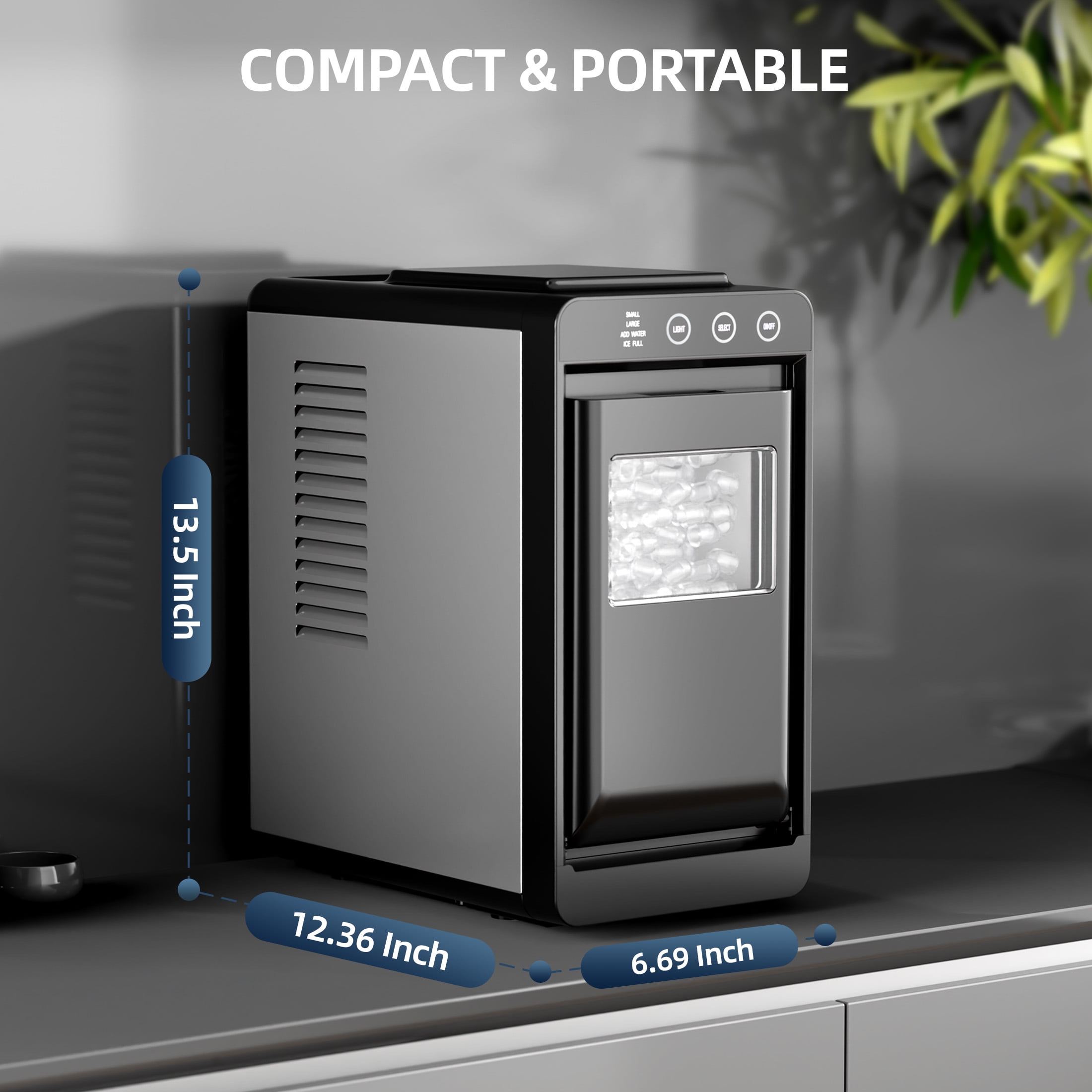 Auseo Countertop Ice Maker Portable, 26 lbs/Day, 8Pcs in 6Mins, Auto-Cleaning, Ice Machine with Ice Scoop, for Home/Office/Party