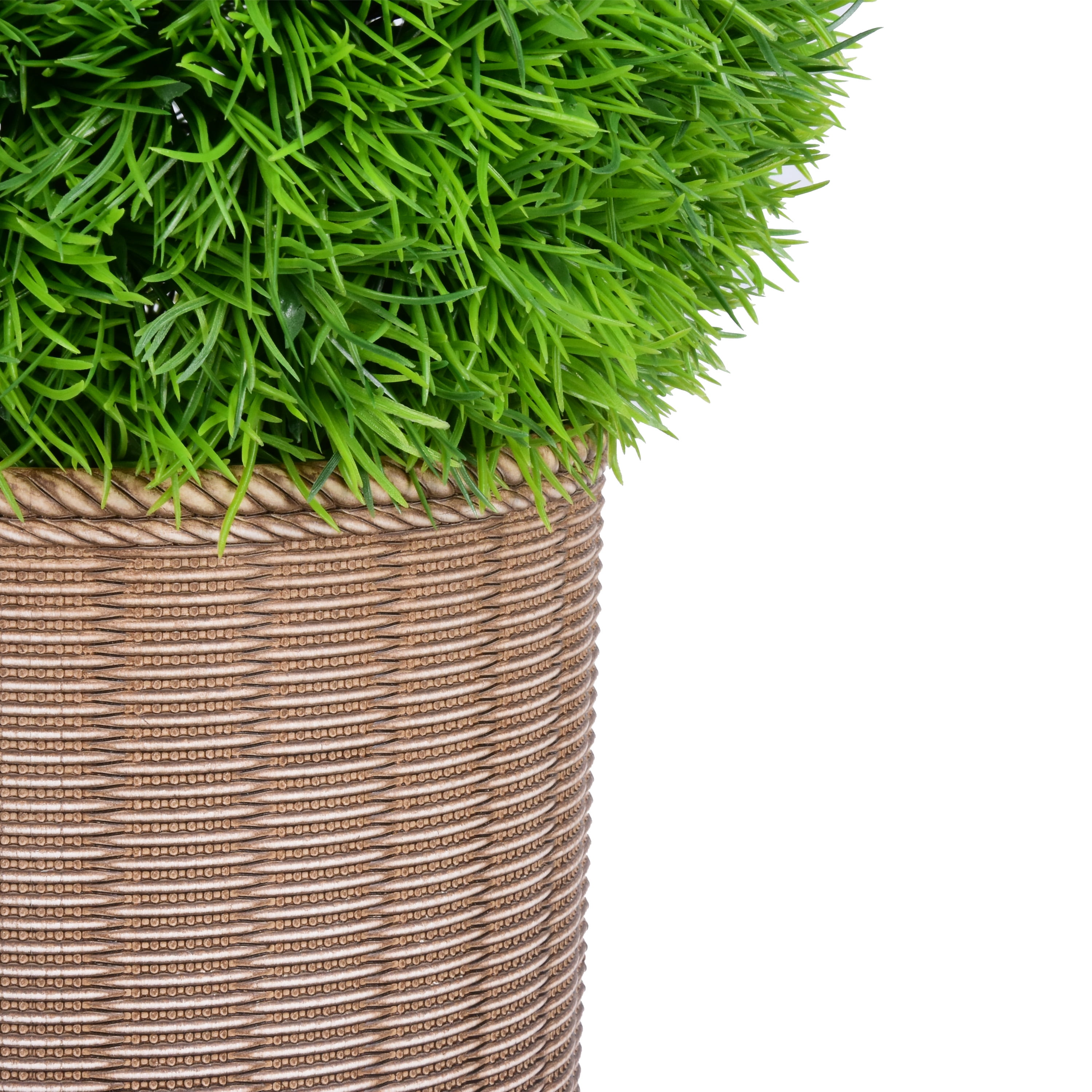 Better Homes & Gardens 18"H Round Pine Needle Artificial Topiary in Plastic Rattan Planter