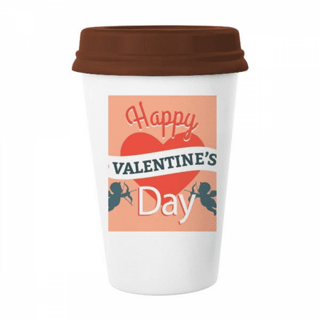 

Happy Valentine s Day Heart Angel Mug Coffee Drinking Glass Pottery Cerac Cup Lid