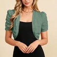 thumbnail image 2 of VBVC Women's Crochet Lace Puff Sleeve Bolero Shrug , Ladies' Open Front Cropped Cardigan , Lightweight Summer Dress Cover Up Tops For Women,Army Green,S-2XL, 2 of 5