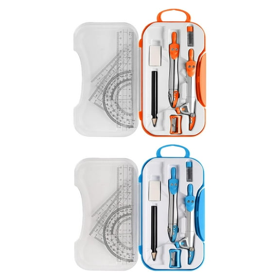 Math Geometry Compass Set Ruler Eraser Protractor for Engineering Drawing