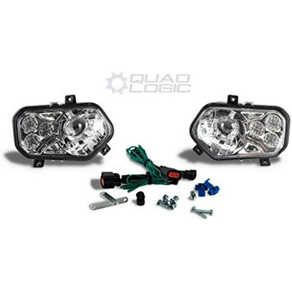 Polaris Scrambler RZR Sportsman Ranger Chrome LED Headlights w/Adapter Harnesses