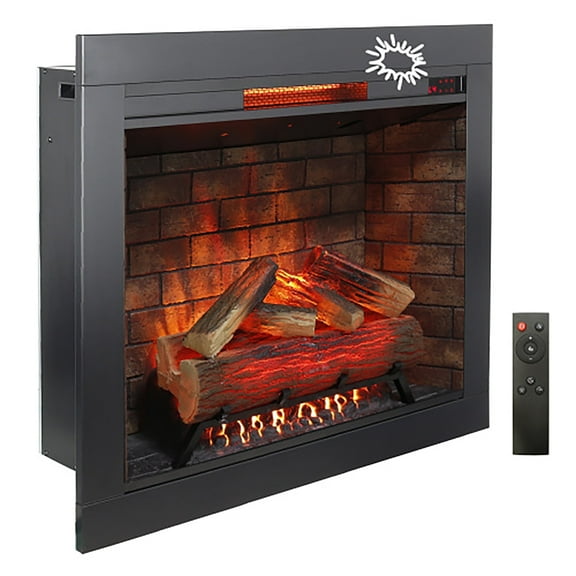 Elleree 1500W Electric Fireplace Wall Inserts Freestanding Heater for Living Room with Remote Control &Timer,Adjustable 3D Flame