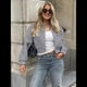 thumbnail image 3 of Chaqueta de Color Liso para Mujer, Chaqueta Corta Informal de , Chaqueta de Larga con Cremallera, Abrigo, Ropa de Abrigo Gris XS, 3 of 5