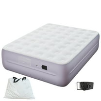 Luxury Queen Air Mattress with Built-In Battery Pump,Heavy-Duty Waterproof Veltex Surface for Indoor/Outdoor Use,Portable Inflatable Camping Bed & Guest Bed(Lavender Purple)