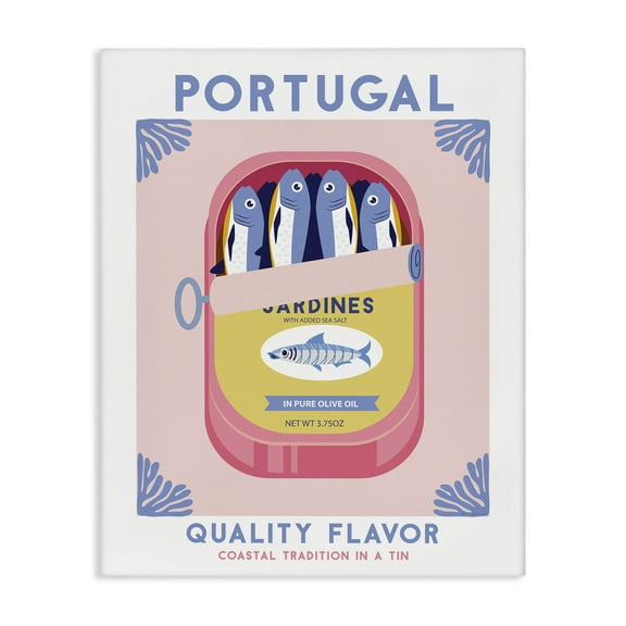 Stupell Industries Portugal Sardine Can Food & Beverage Painting Wrapped Canvas Art Print Wall Art, 16 x 20