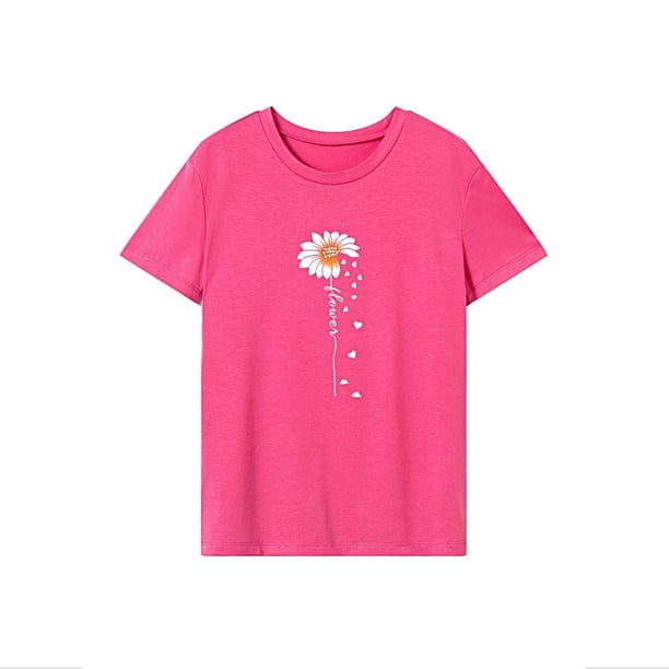 Camiseta básica para mujer Yuyangstore Cuello Redondo Manga Corta