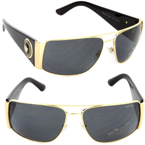 Versace VE 2163 Metal Unisex Aviator Polarized Sunglasses Gold 63mm Adult