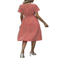 thumbnail image 3 of QJUHUNG Femmes Manches Courtes V Cou Imprimé Floral Robe Soleil Été Swing Midi Robe, 3 of 3