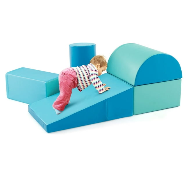 Gymax Ensemble de Jeu d'Activité de Rampement et d'Escalade pour Enfants 5 Pcs, Blocs en Mousse Souple, Structure de Jeu pour Tout-Petits