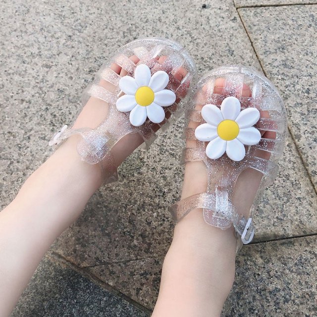 Sandalias romanas de crisantemo con cristales de gelatina para bebés de primavera y otoño para hombres y mujeres de mediana edad y niños pequeños